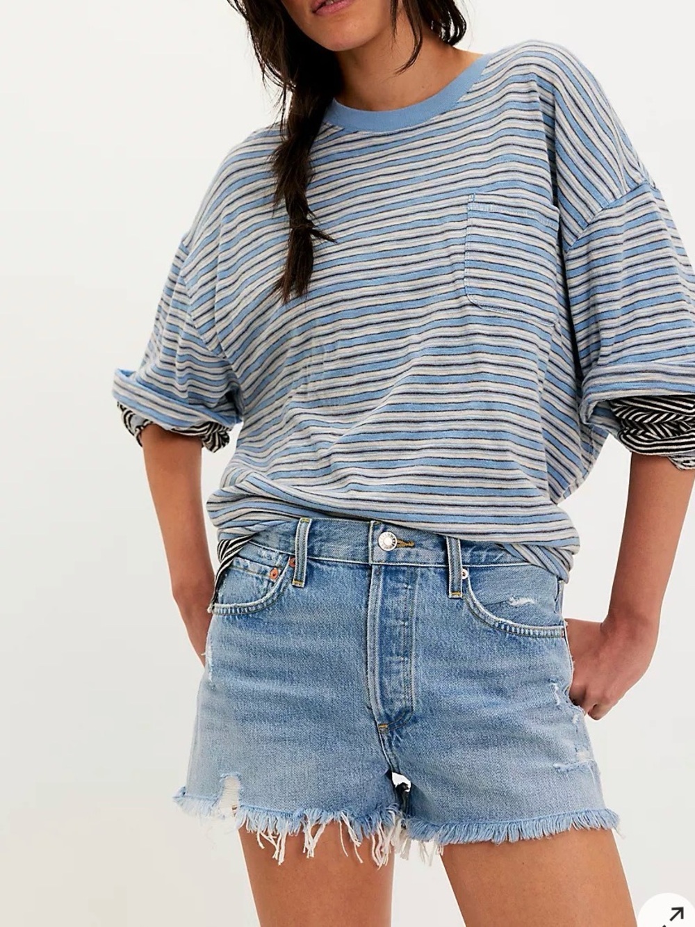 Agolde Light Blue Denim Jeans with Contrast Stitching